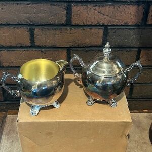 Vintage FB Rogers Silver Co. Silver Plate Footed Creamer & Sugar 2 Pc Set